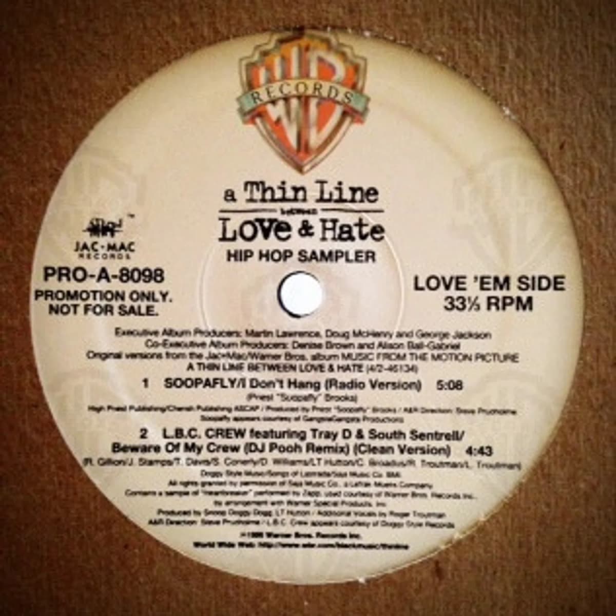 Various – A Thin Line Between Love & Hate - Hip Hop Sampler